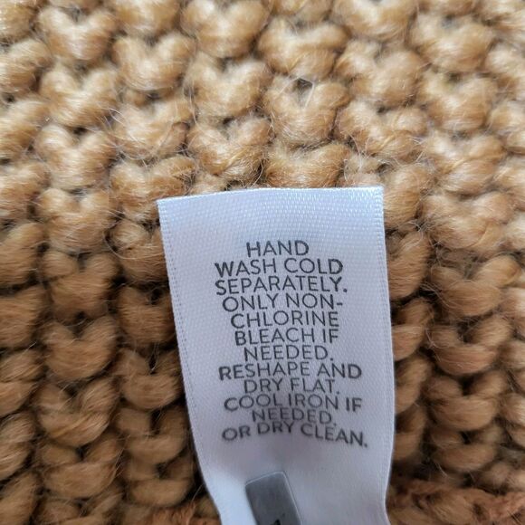 J JILL Dreamer Cardigan Womens L Saffron Wool Blend Open Longline Fringe Hem - Picture 9 of 10